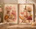 Parisian Romance Wall Art Set of 4: Feminine French Café Printable Collection