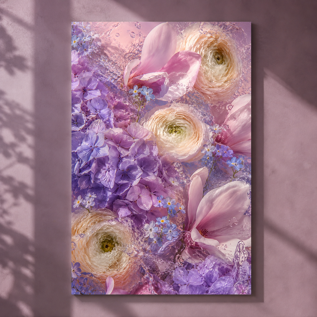 Purple Flower Wall Art: Lavender Hydrangea Floral Photography, Pastel Bedroom Decor Printable