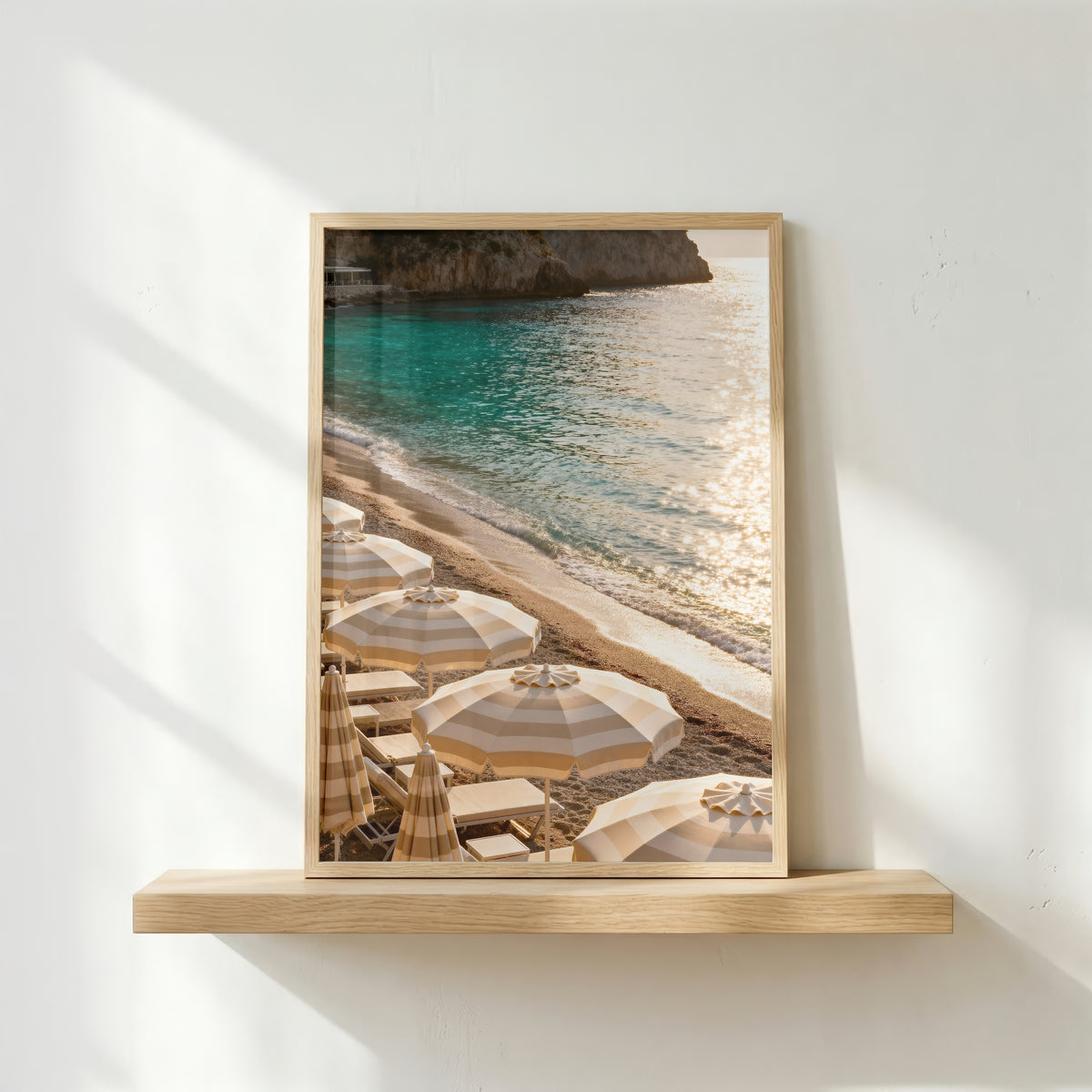 Mediterranean Sea Wall Art: Coastal Umbrellas Photography, Beach House Decor Printable