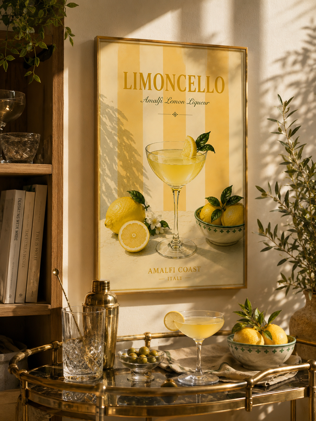 Mediterranean Cocktail Wall Art Set of 3: Italian Spritz, Limoncello & Espresso Martini Printable