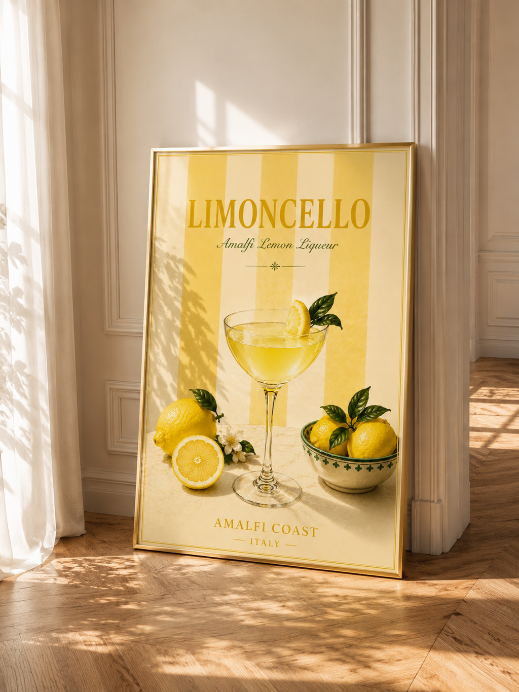 Mediterranean Cocktail Wall Art Set of 3: Italian Spritz, Limoncello & Espresso Martini Printable