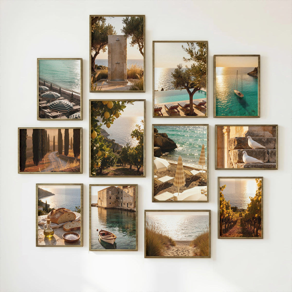 European Summer Wall Art Set of 15: Mediterranean Coastal Photography Printable