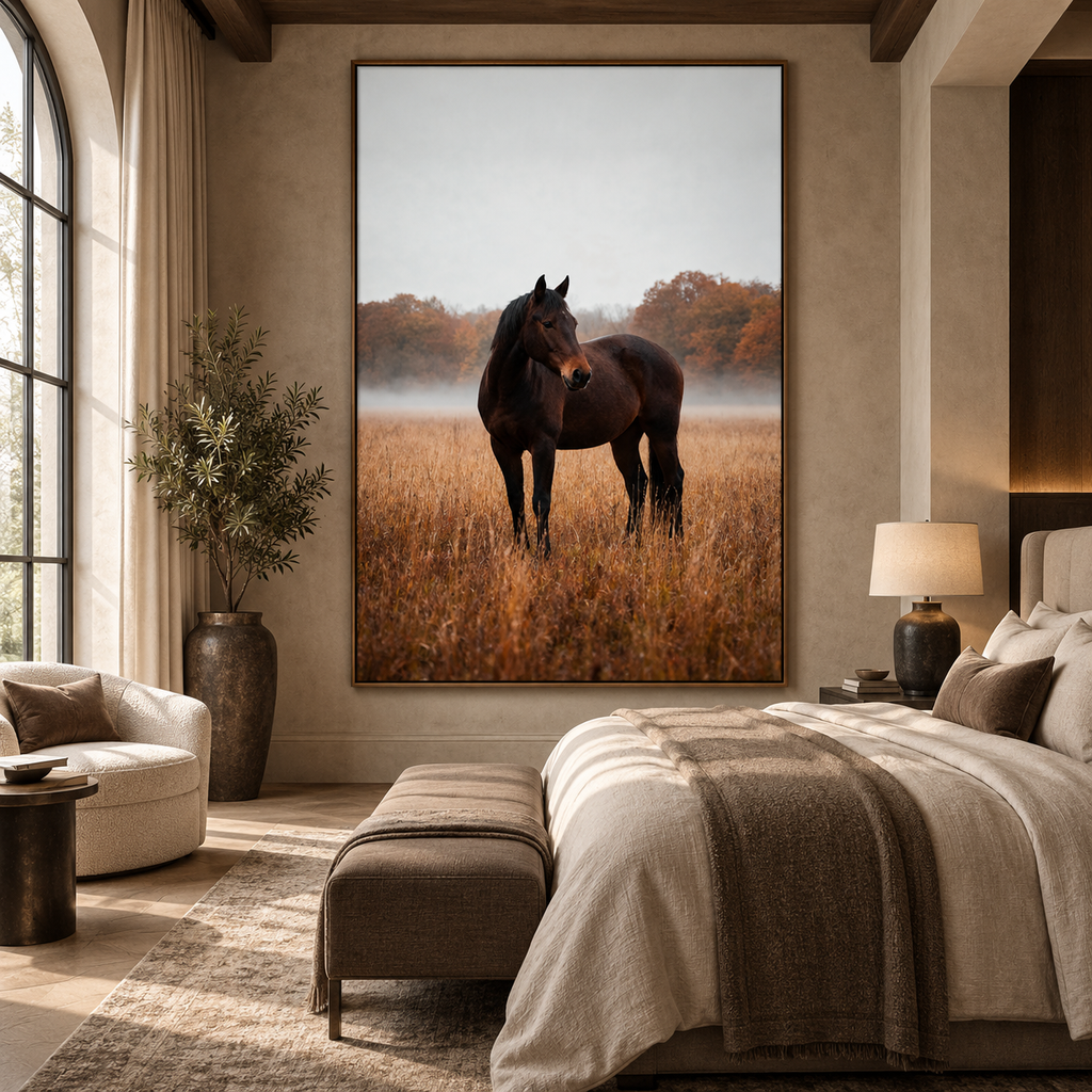 Autumn Horse Wall Art: Brown Horse Countryside Photography Printable