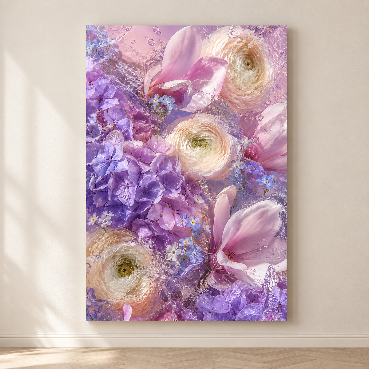 Purple Flower Wall Art: Lavender Hydrangea Floral Photography, Pastel Bedroom Decor Printable