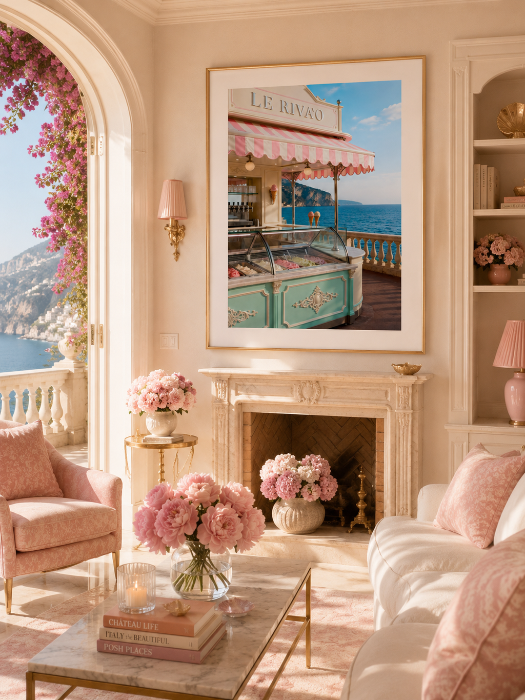 Italian Riviera Gelato Wall Art: Mediterranean Coastal Photography Printable