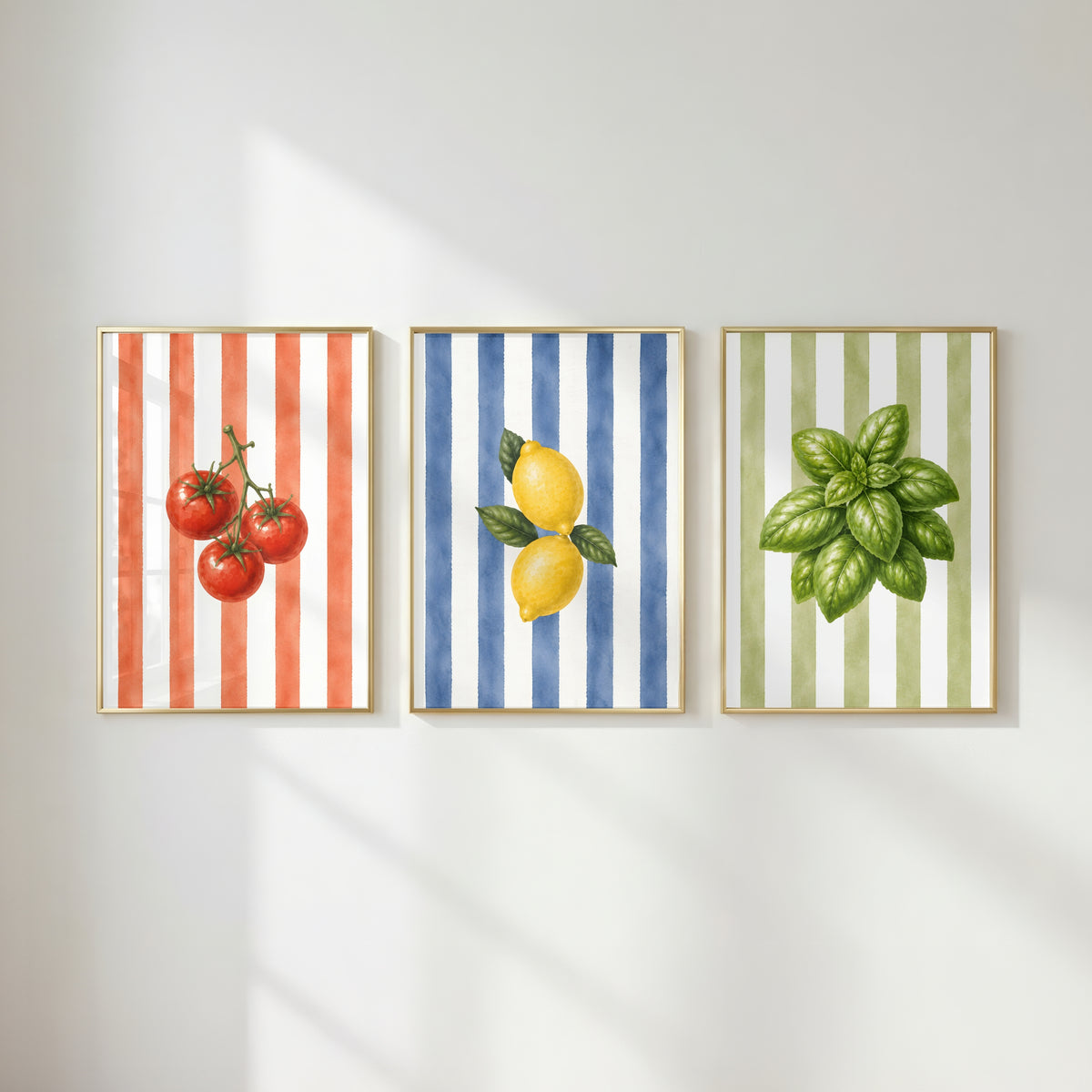 Mediterranean Kitchen Wall Art Set of 6: Italian Food Decor Printable
