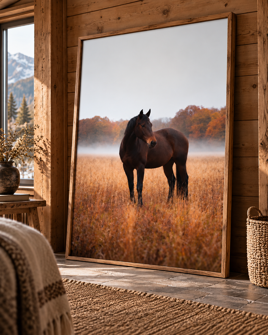 Autumn Horse Wall Art: Brown Horse Countryside Photography Printable