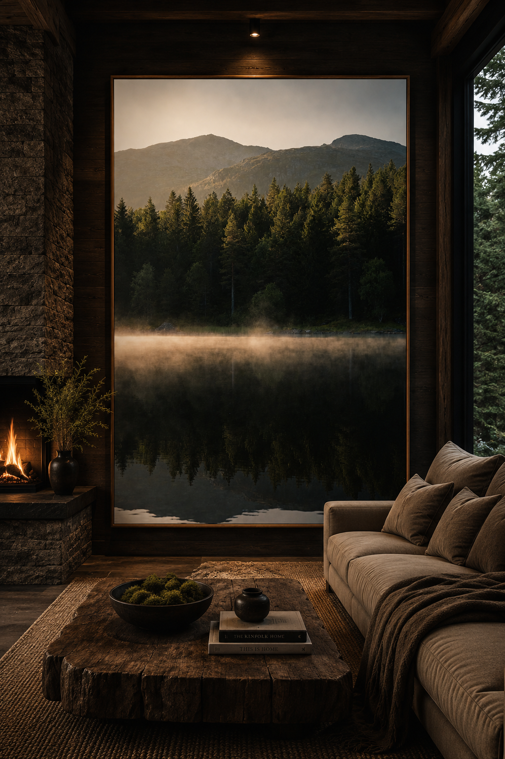 Scandinavian Forest Lake Wall Art Set of 6: Nordic Mountain Nature Landscape Printable