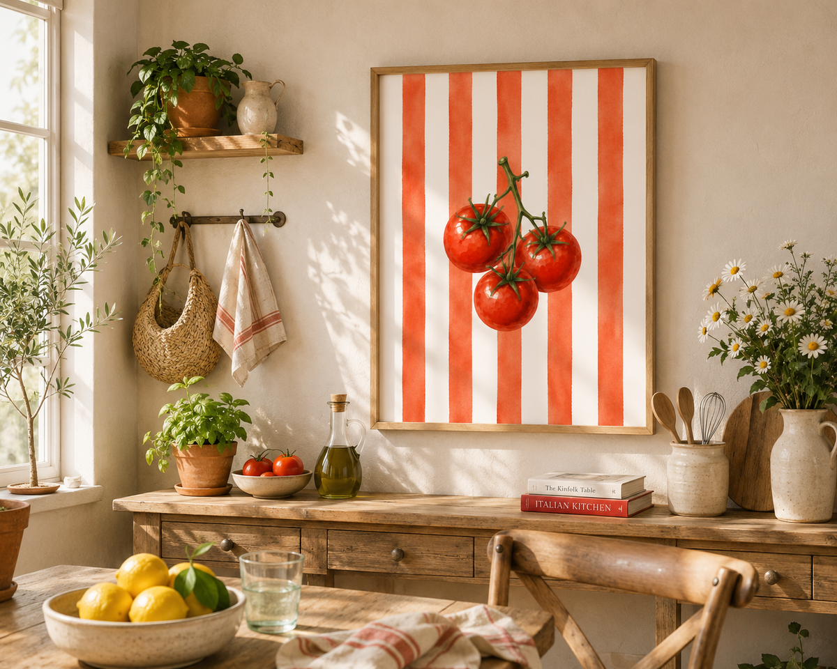 Tomato Wall Art: Rustic Farmhouse Kitchen, Italian Food, Dining Room Printable