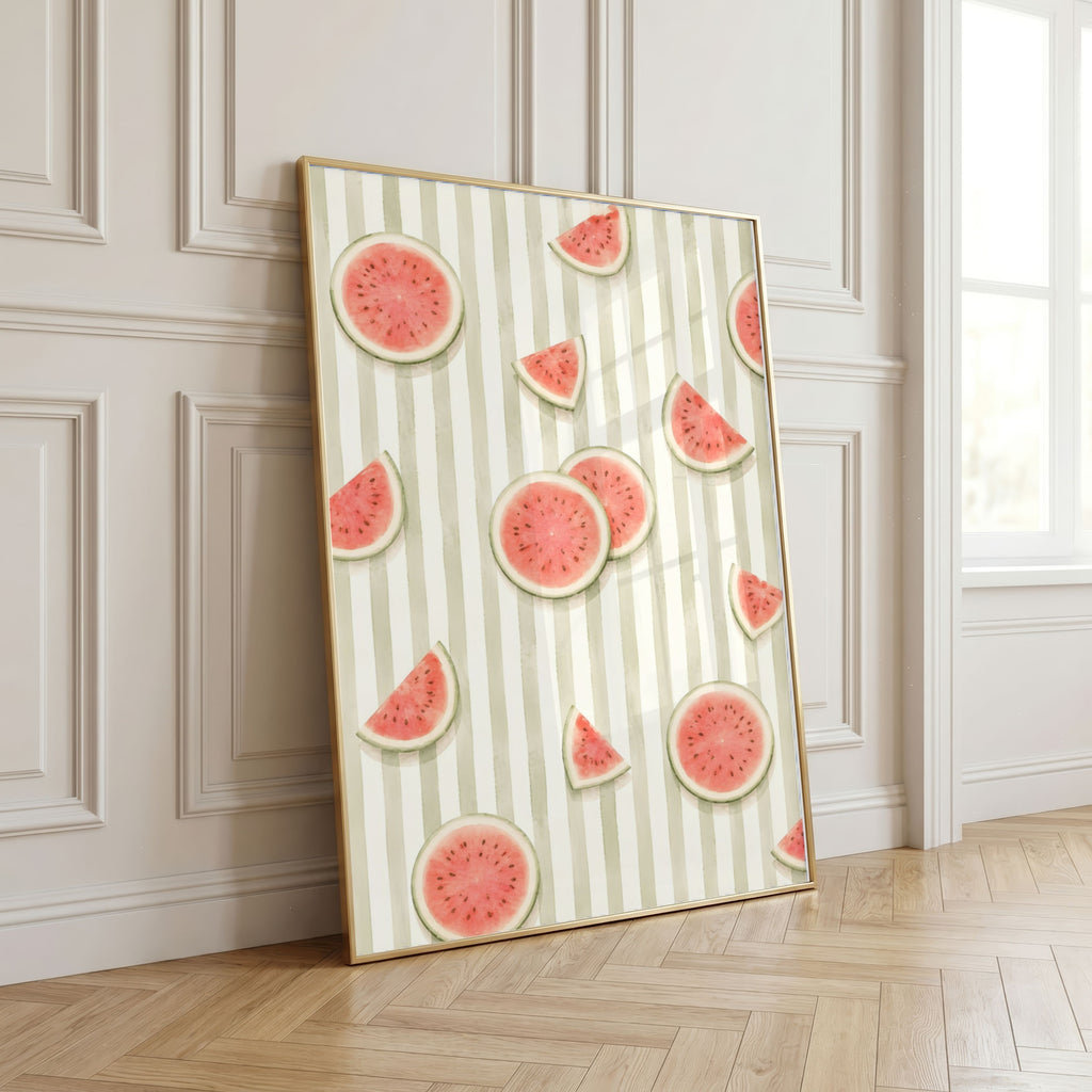Striped Fruit Wall Art Bundle of 12: Colorful Summer Kitchen Printable
