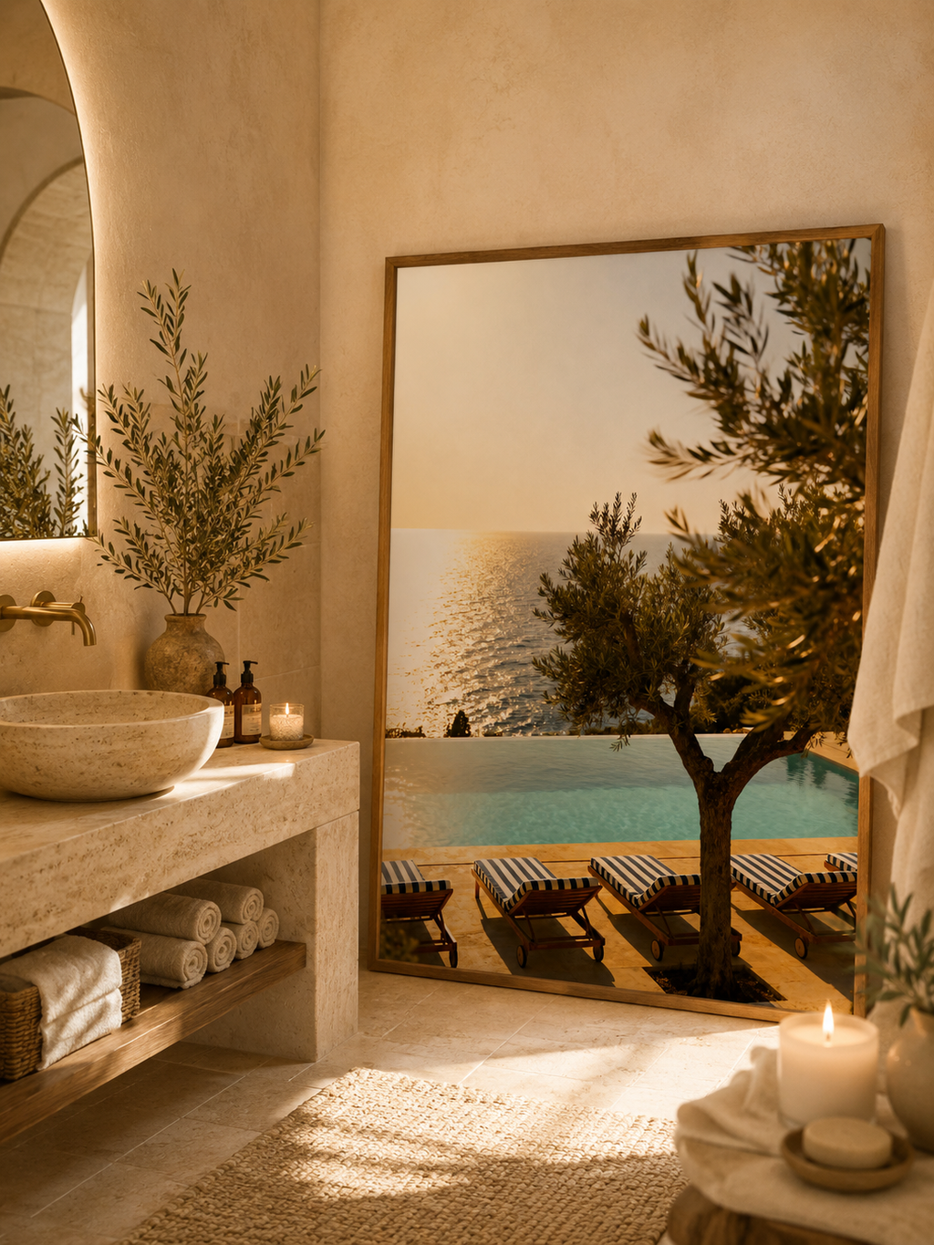 Mediterranean Infinity Pool Wall Art: Luxury Coastal Resort Photography Printable