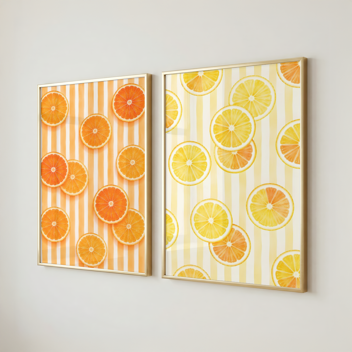 Italian Summer Citrus Wall Art Set of 3: Lemon, Orange & Grapefruit Printable