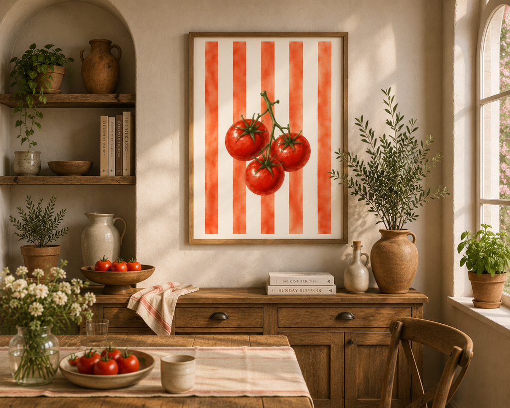 Tomato Wall Art: Rustic Farmhouse Kitchen, Italian Food, Dining Room Printable