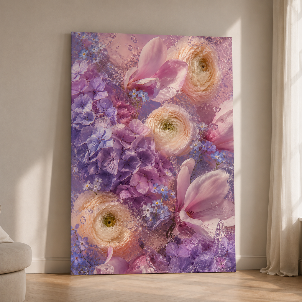 Purple Flower Wall Art: Lavender Hydrangea Floral Photography, Pastel Bedroom Decor Printable