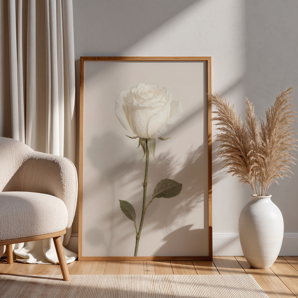 Set of 20 Wildflower Stems Printable: Beige Floral Japandi Scandinavian Minimalist Wall Art