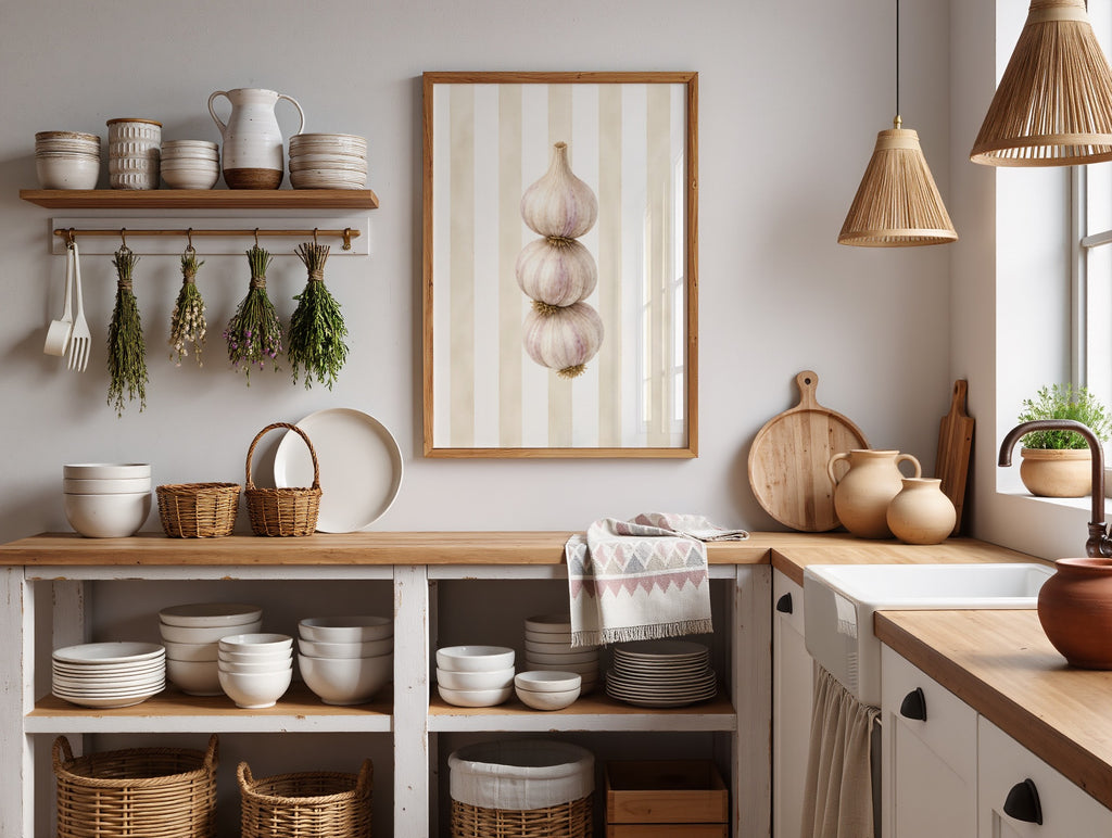 Mediterranean Kitchen Wall Art Set of 6: Italian Food Decor Printable