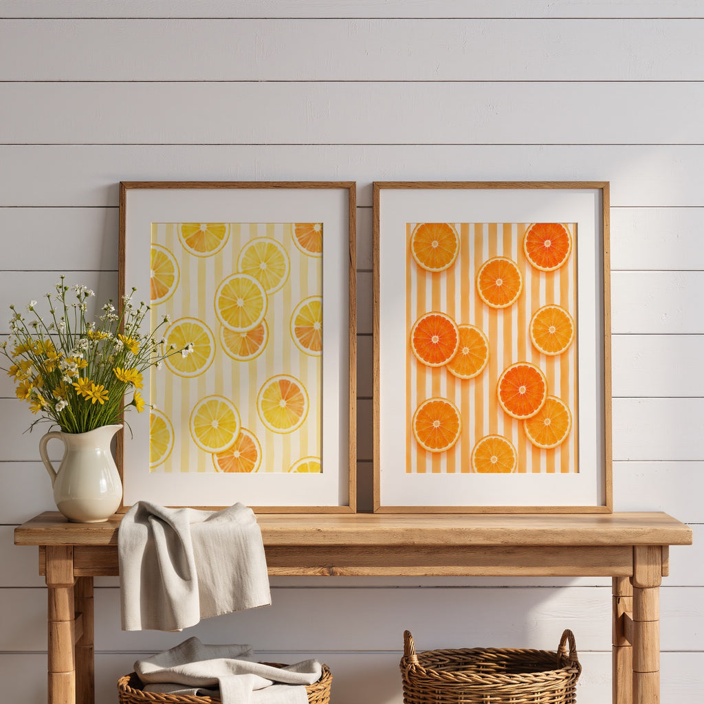 Italian Summer Citrus Wall Art Set of 3: Lemon, Orange & Grapefruit Printable