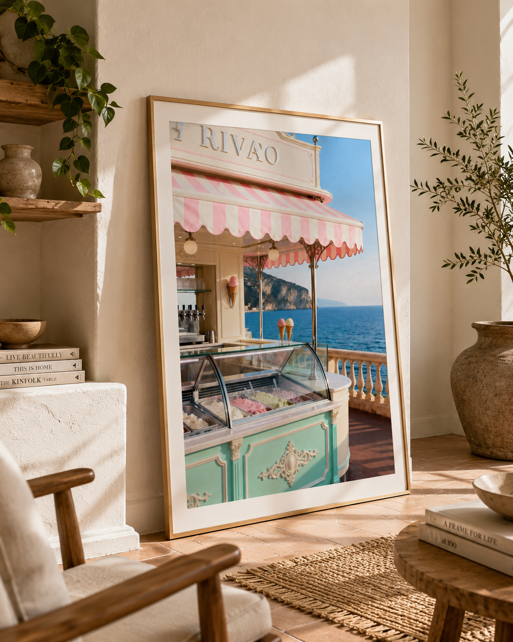 Italian Riviera Gelato Wall Art: Mediterranean Coastal Photography Printable