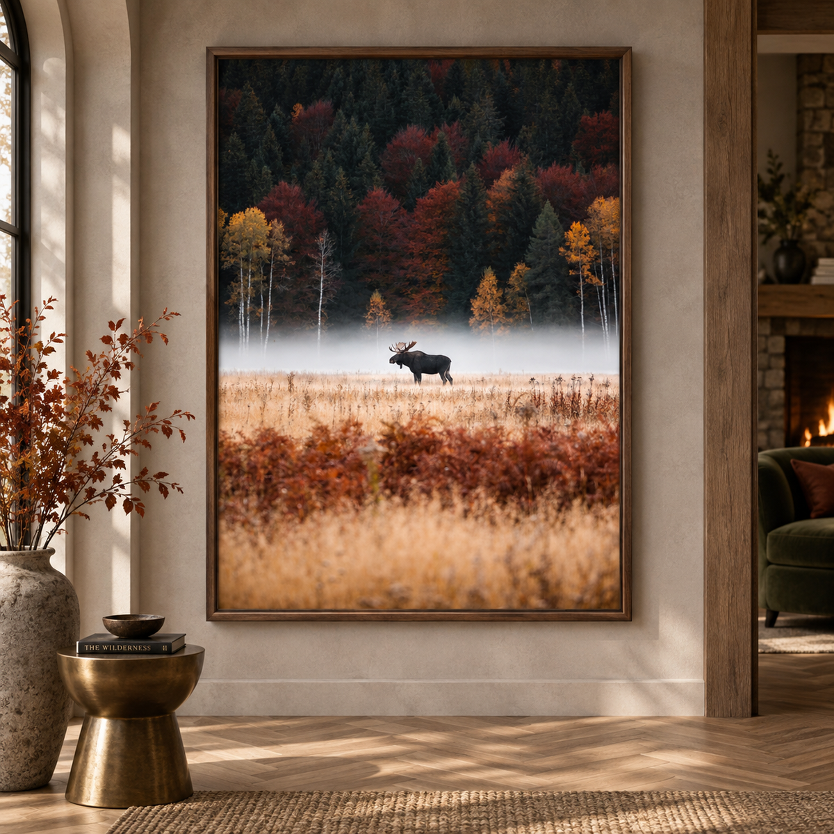 Moose Wall Art: Autumn Forest Wildlife Photography, Rustic Cabin Decor Printable
