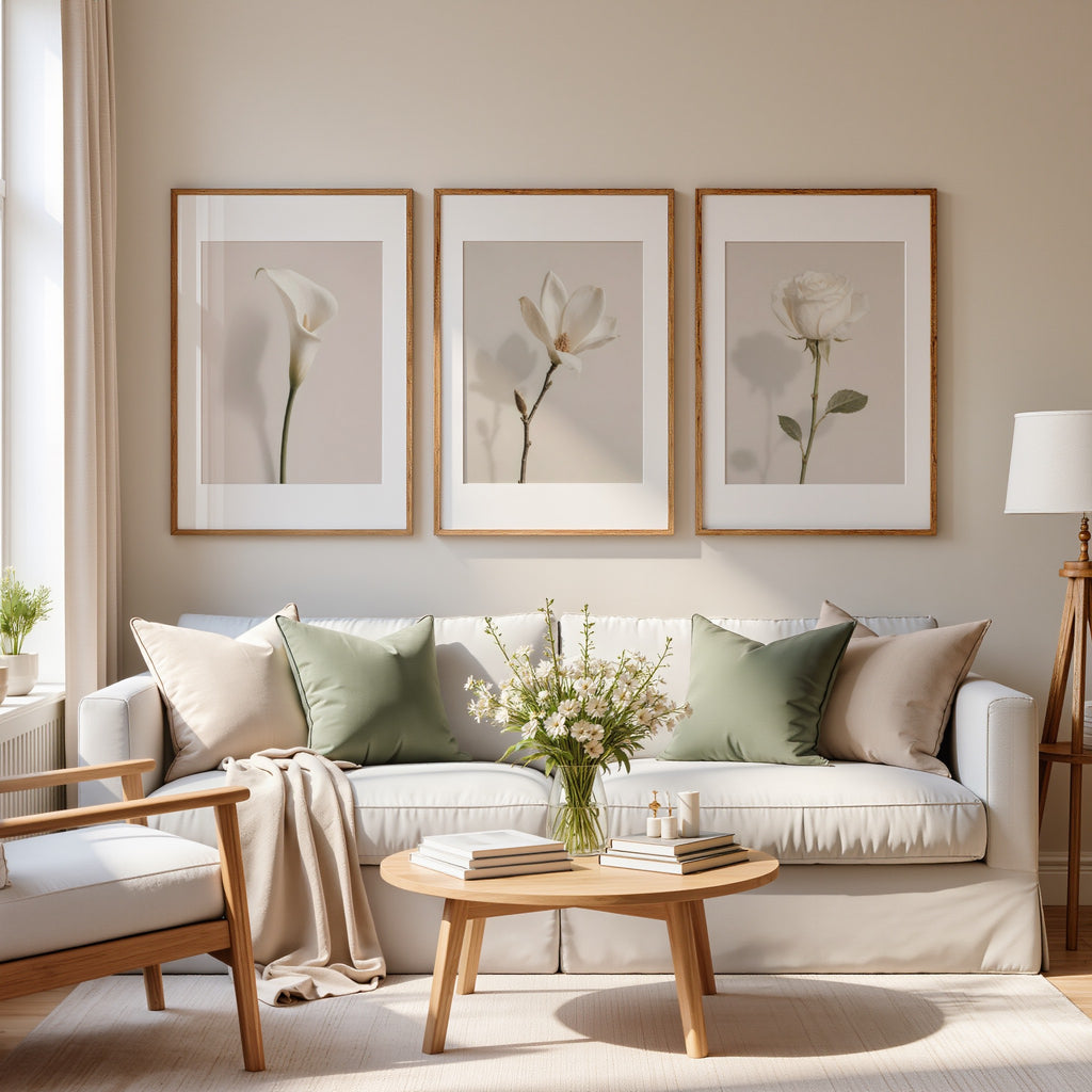 Set of 20 Wildflower Stems Printable: Beige Floral Japandi Scandinavian Minimalist Wall Art