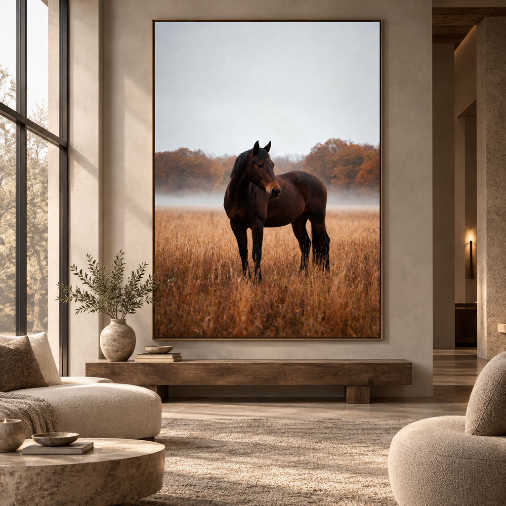 Autumn Horse Wall Art: Brown Horse Countryside Photography Printable