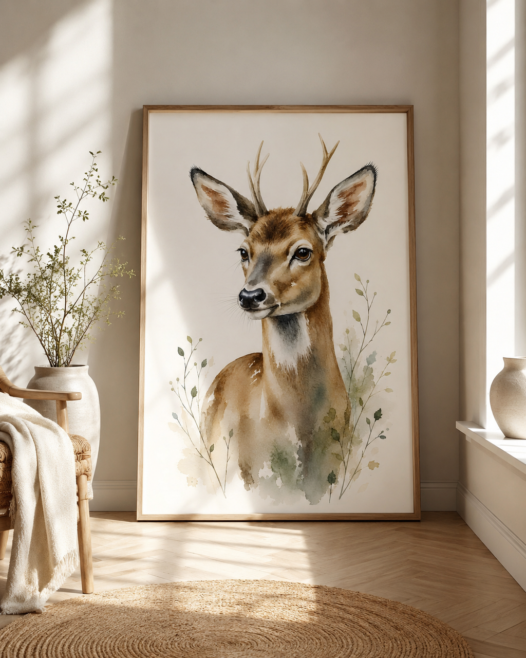 Deer Nursery Wall Art Set of 12: Woodland Animals & Neutral Kids Room Decor Printable