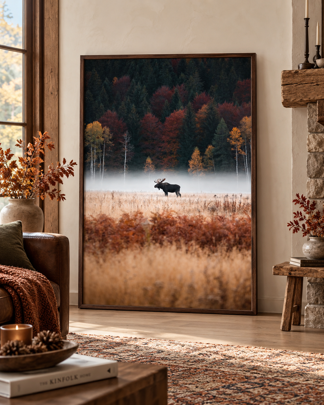 Moose Wall Art: Autumn Forest Wildlife Photography, Rustic Cabin Decor Printable