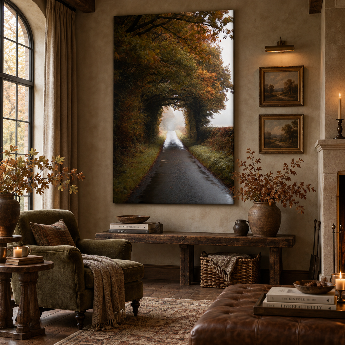 Autumn Forest Wall Art Printable: Moody Country Road Landscape Photography