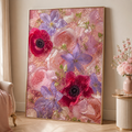 Pink Flower Wall Art: Romantic Anemone & Rose Photography, Feminine Bedroom Decor Printable