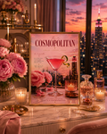 Pink Cosmopolitan Cocktail Wall Art: Feminine Luxury Apartment Printable Poster
