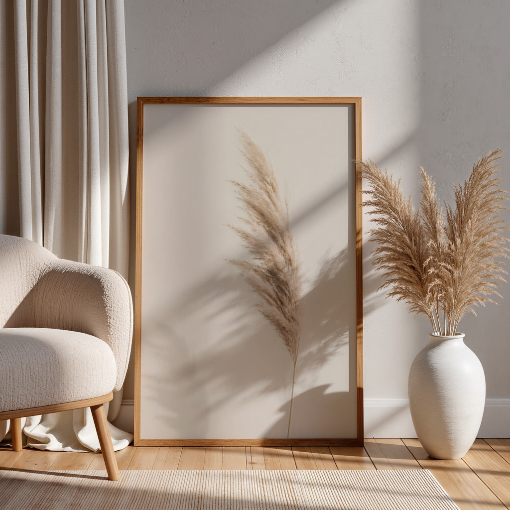 Set of 20 Wildflower Stems Printable: Beige Floral Japandi Scandinavian Minimalist Wall Art