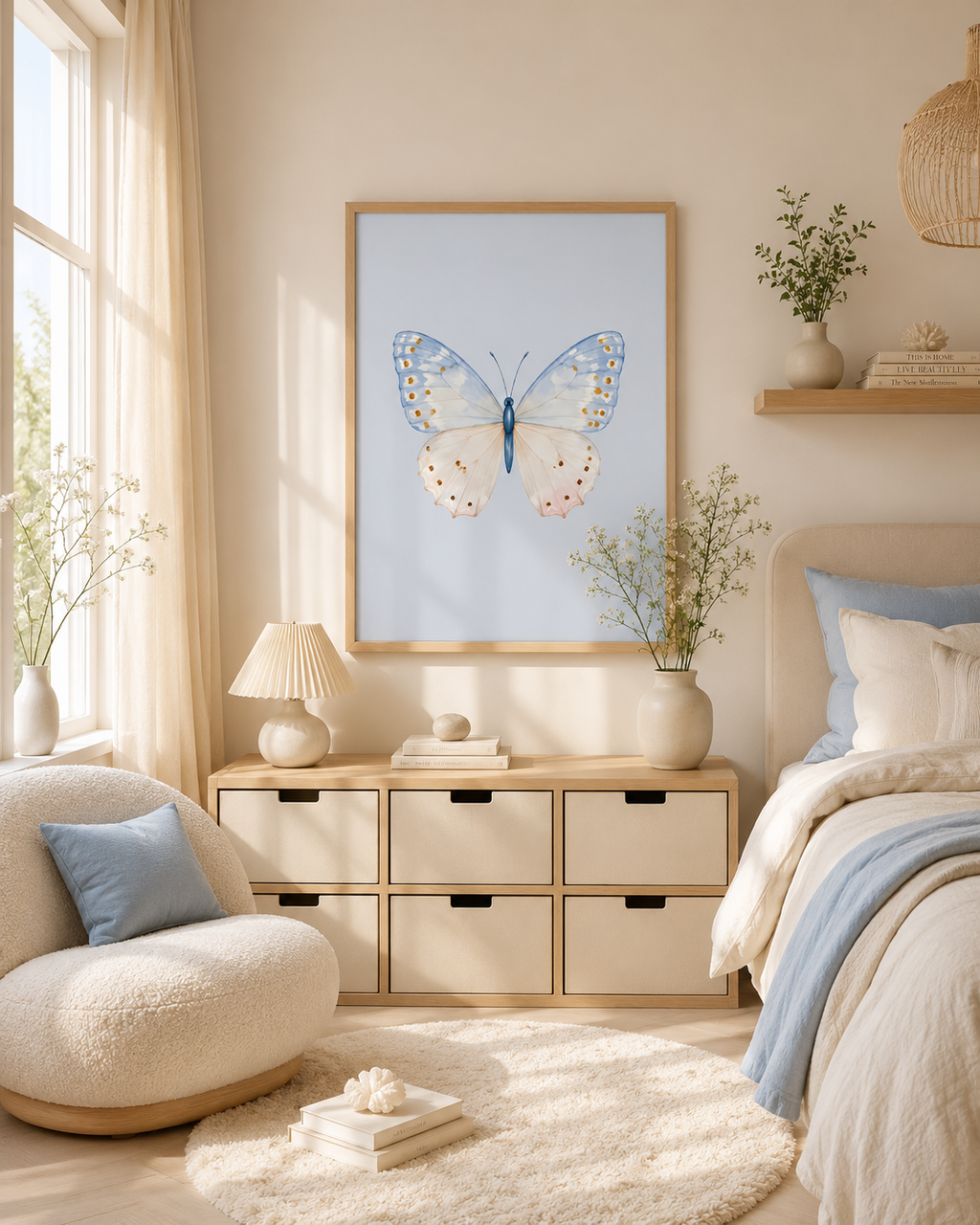Colorful Butterfly Wall Art Set of 3: Pastel Nursery Decor Printable