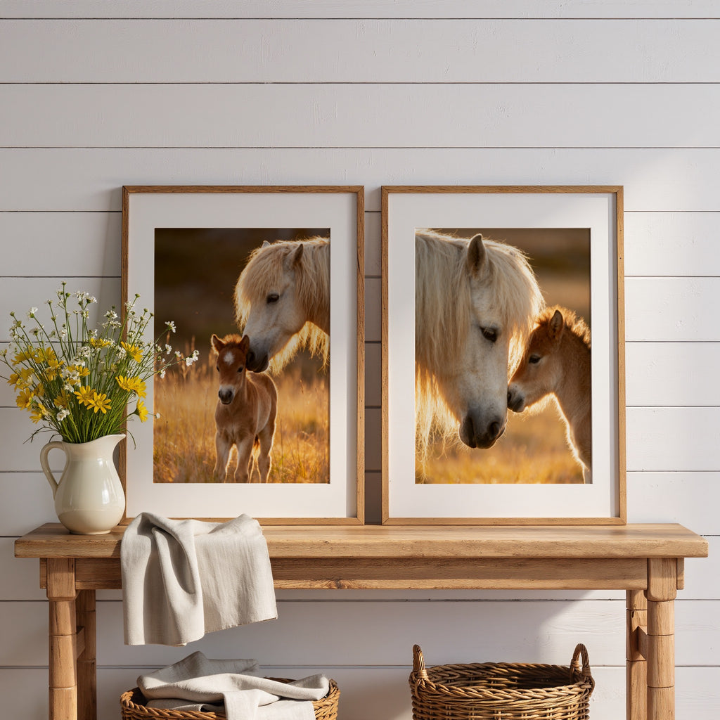 Icelandic Horse Wall Art Set of 3: Mare & Foal Farmhouse Printable