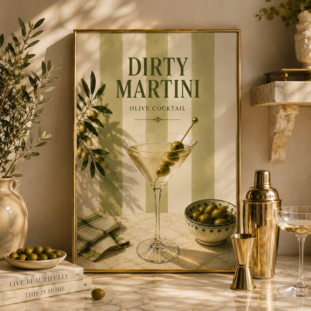 Mediterranean Cocktail Wall Art Set of 3: Italian Spritz, Limoncello & Dry Martini Printable