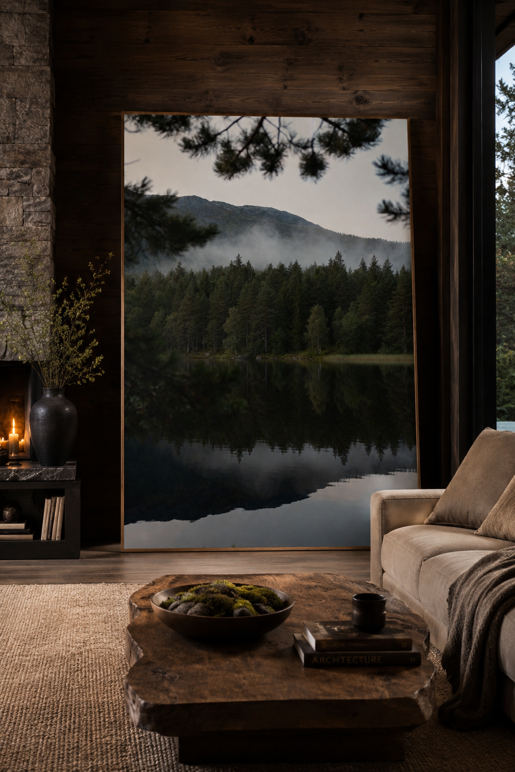 Scandinavian Forest Lake Wall Art Set of 6: Nordic Mountain Nature Landscape Printable