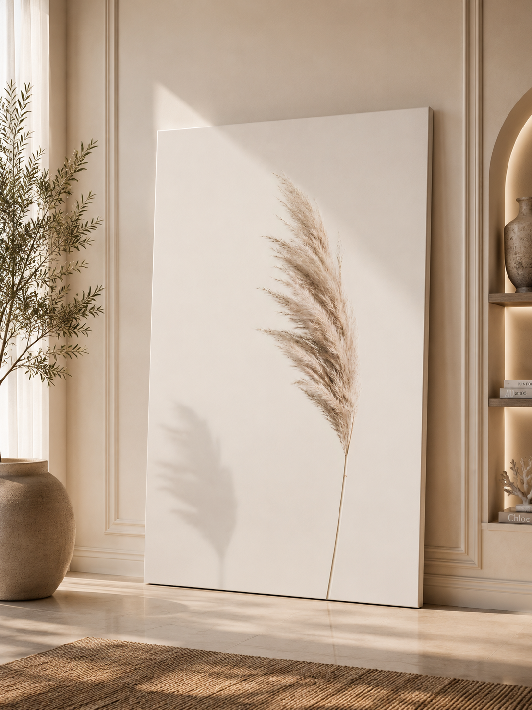 Set of 20 Wildflower Stems Printable: Beige Floral Japandi Scandinavian Minimalist Wall Art