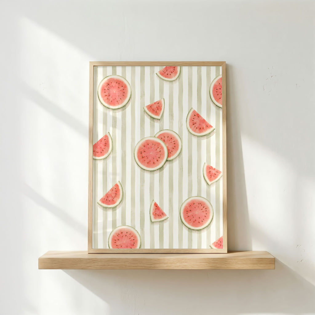 Striped Fruit Wall Art Bundle of 12: Colorful Summer Kitchen Printable