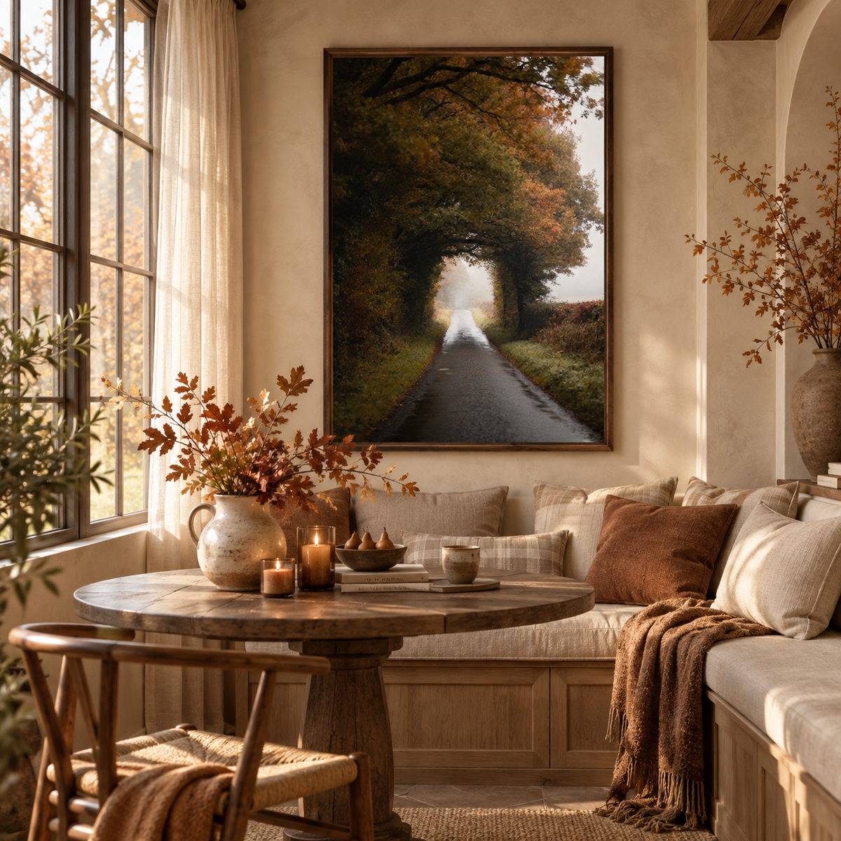Autumn Forest Wall Art Printable: Moody Country Road Landscape Photography