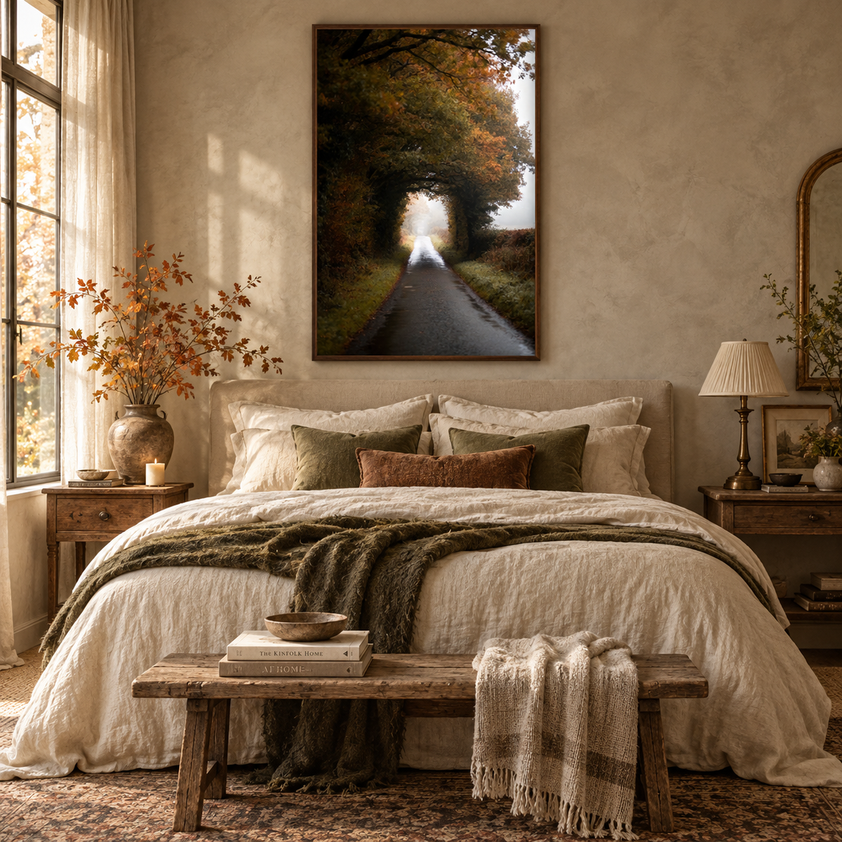 Autumn Forest Wall Art Printable: Moody Country Road Landscape Photography