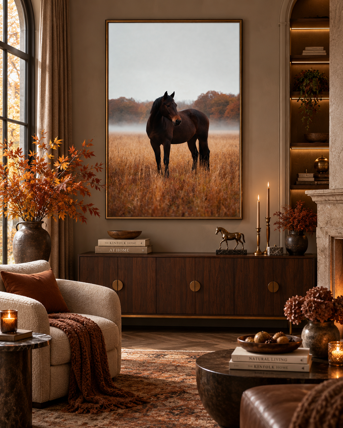 Autumn Horse Wall Art: Brown Horse Countryside Photography Printable
