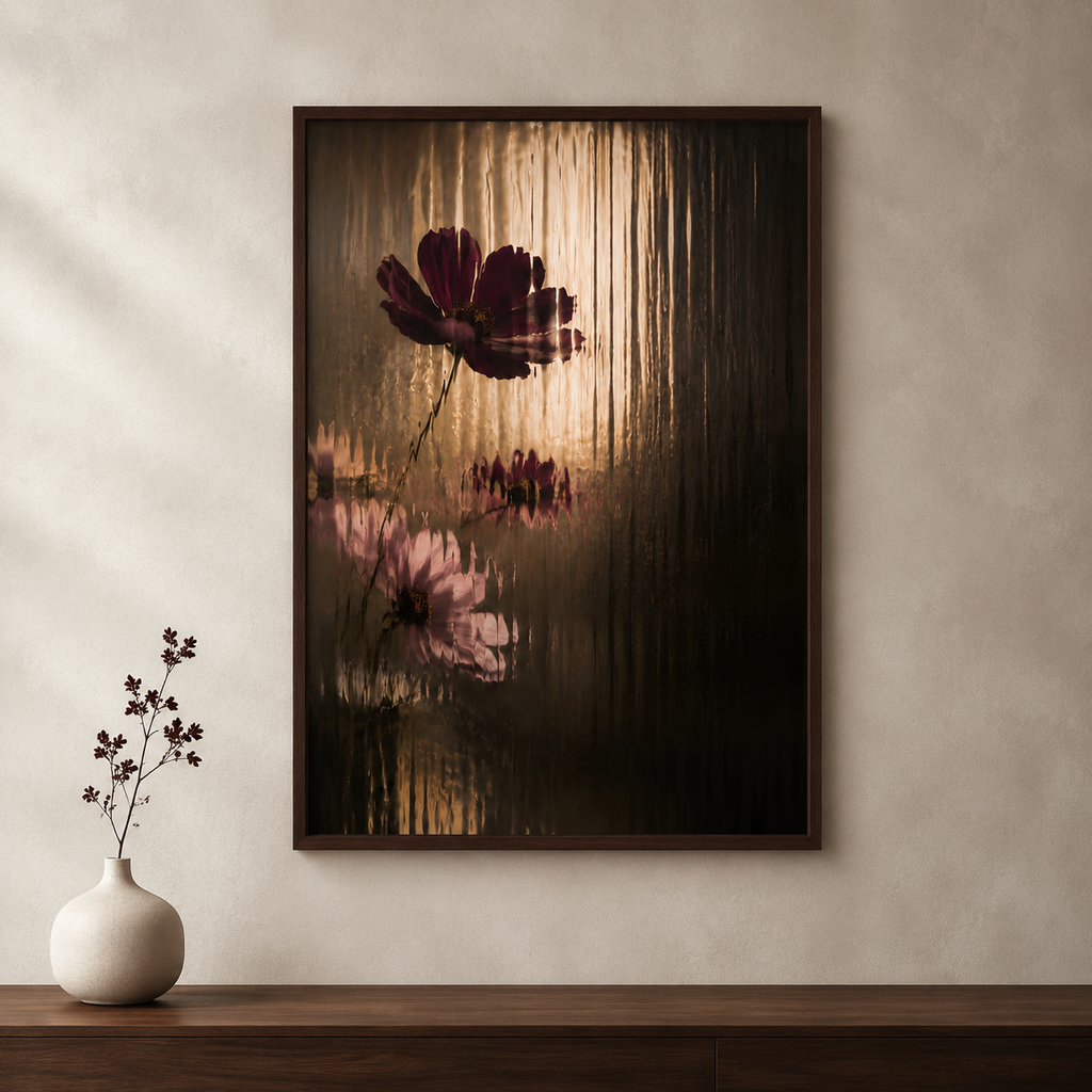 Burgundy Flower Wall Art Set of 6: Modern Botanical Living Room Decor Printable