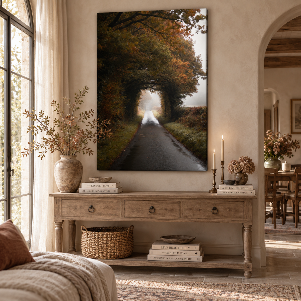 Autumn Forest Wall Art Printable: Moody Country Road Landscape Photography