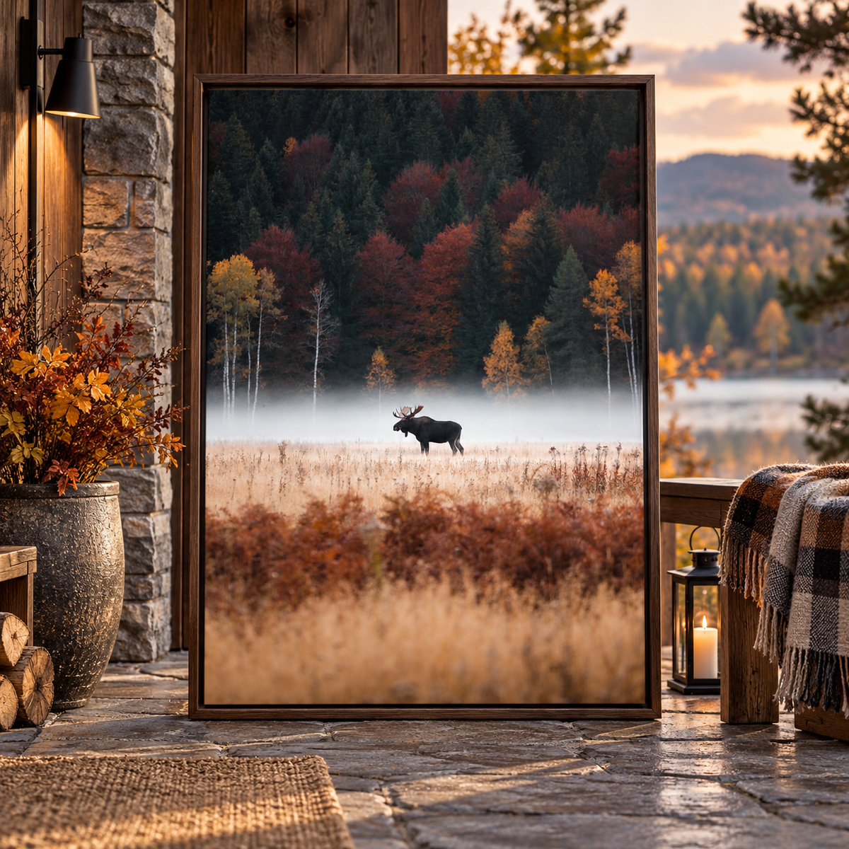 Moose Wall Art: Autumn Forest Wildlife Photography, Rustic Cabin Decor Printable