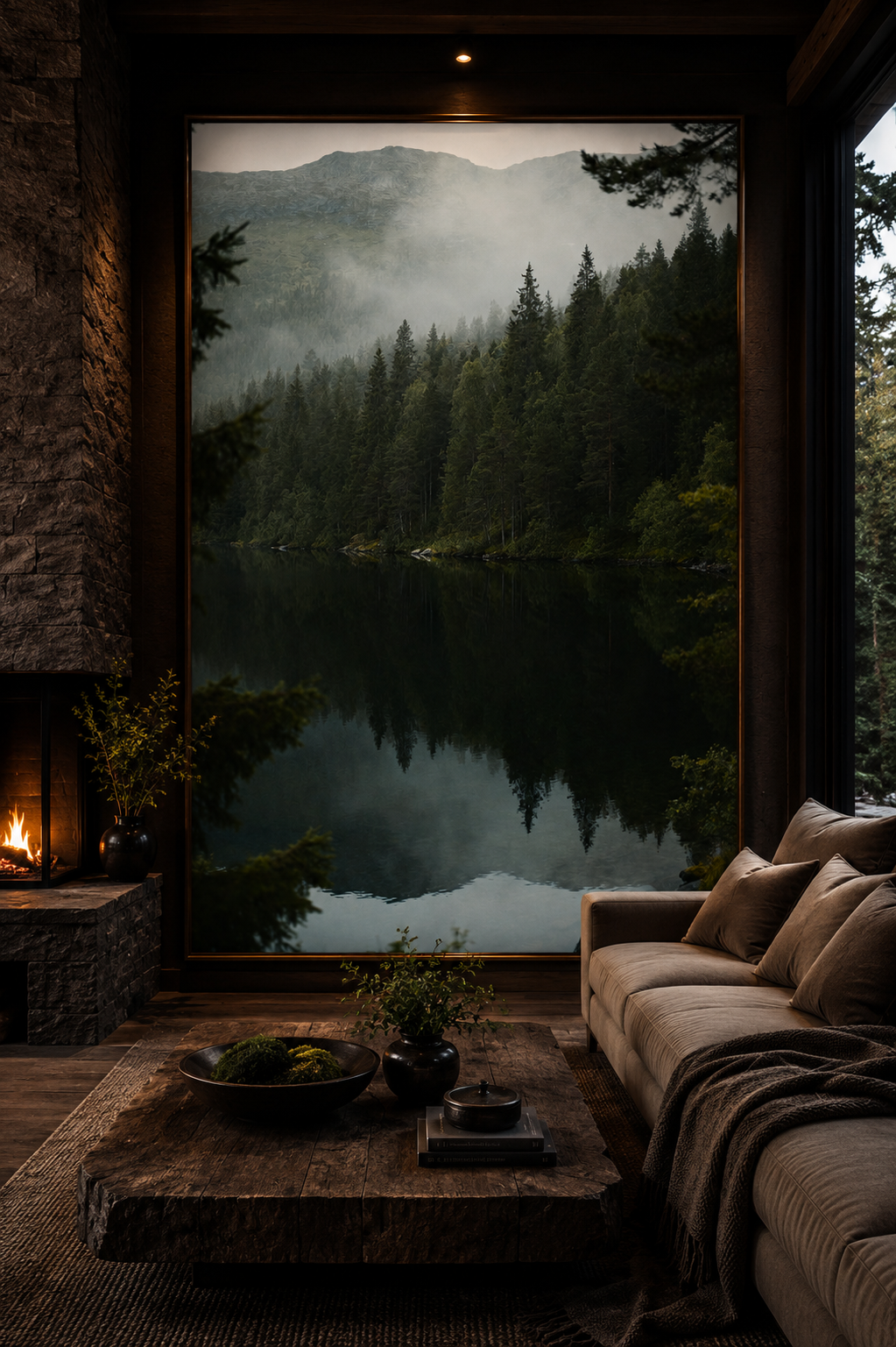 Scandinavian Forest Lake Wall Art Set of 6: Nordic Mountain Nature Landscape Printable