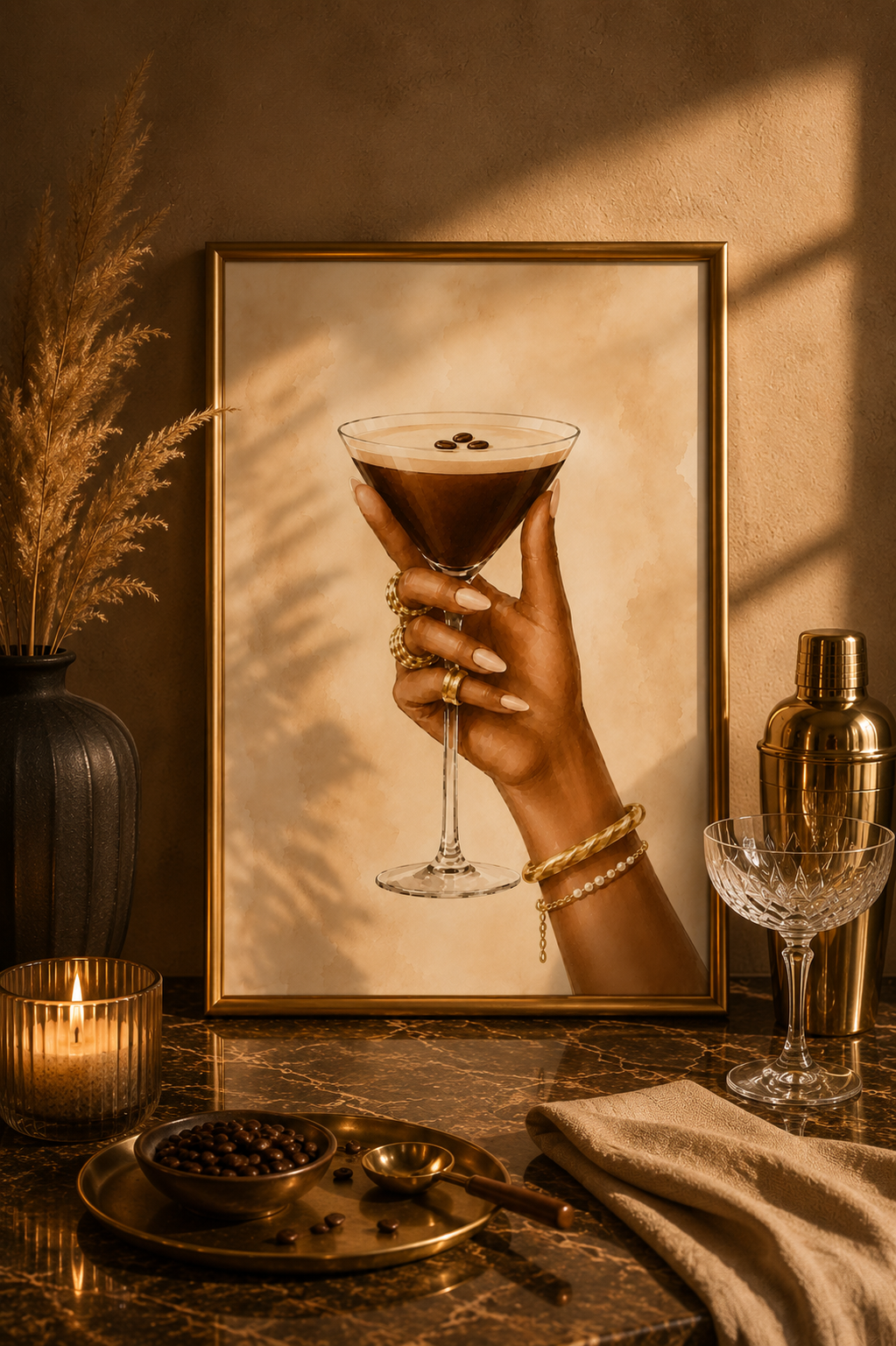Espresso Martini Wall Art: Elegant Cocktail Home Bar Printable