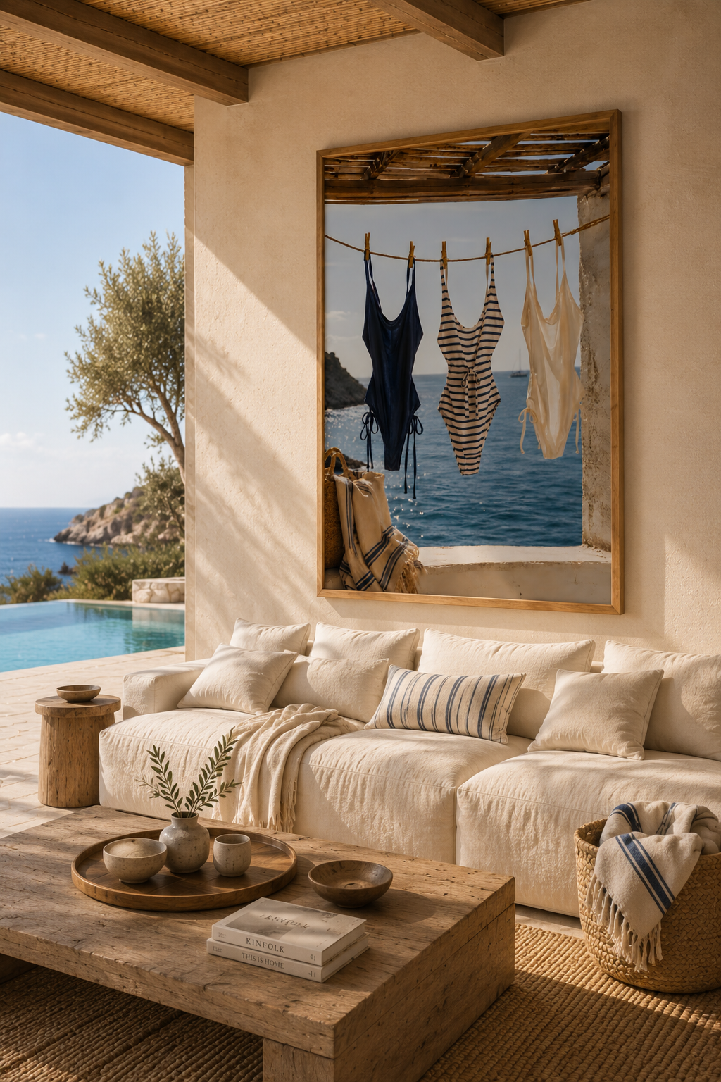 Coastal Swimsuit Wall Art: Hanging Bikini Photography, Mediterranean Summer Beach House Decor Printable
