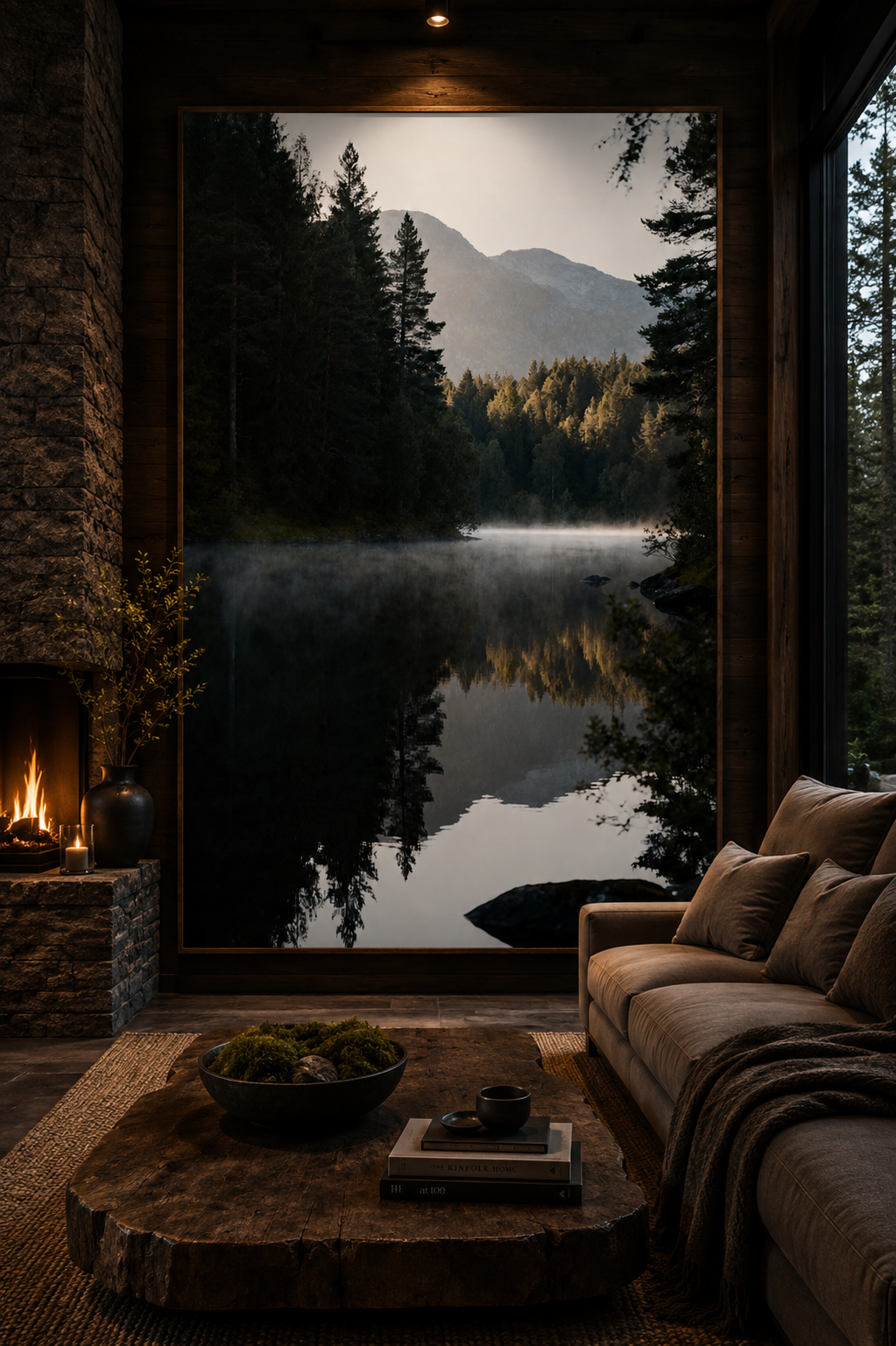 Scandinavian Forest Lake Wall Art Set of 6: Nordic Mountain Nature Landscape Printable