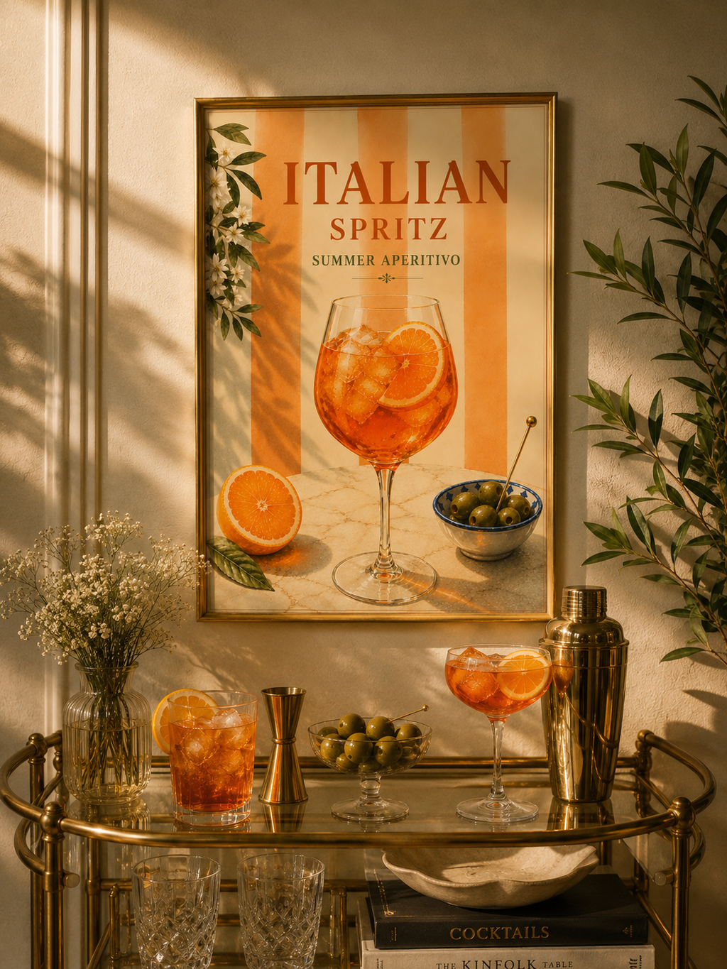 Mediterranean Cocktail Wall Art Set of 3: Italian Spritz, Limoncello & Dry Martini Printable