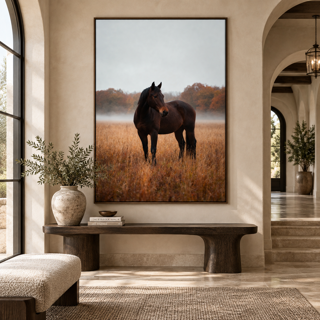 Autumn Horse Wall Art: Brown Horse Countryside Photography Printable