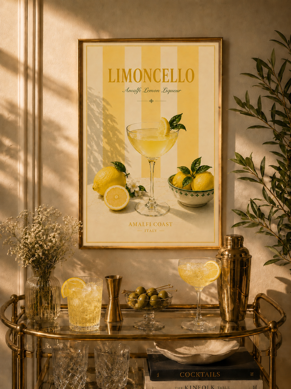 Mediterranean Cocktail Wall Art Set of 3: Italian Spritz, Limoncello & Espresso Martini Printable